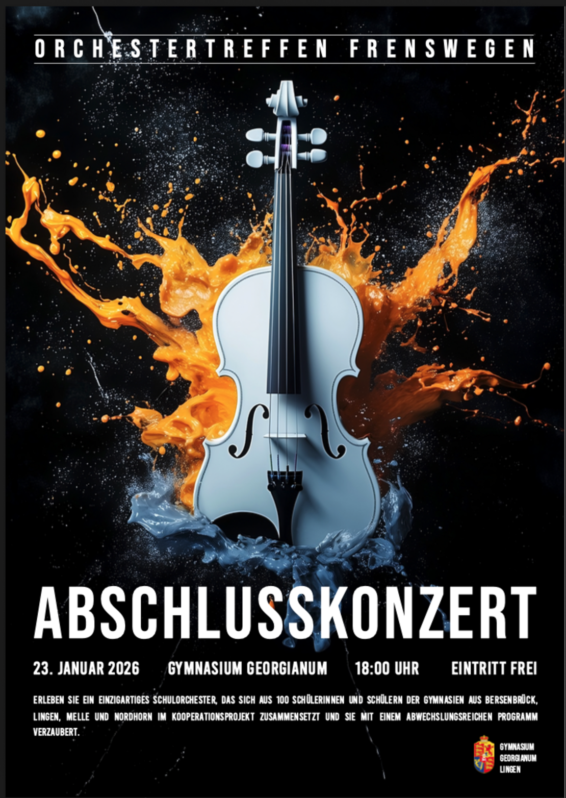 Veranstaltungsplakat zum Abschlusskonzert des Orchestertreffens Frenswegen.